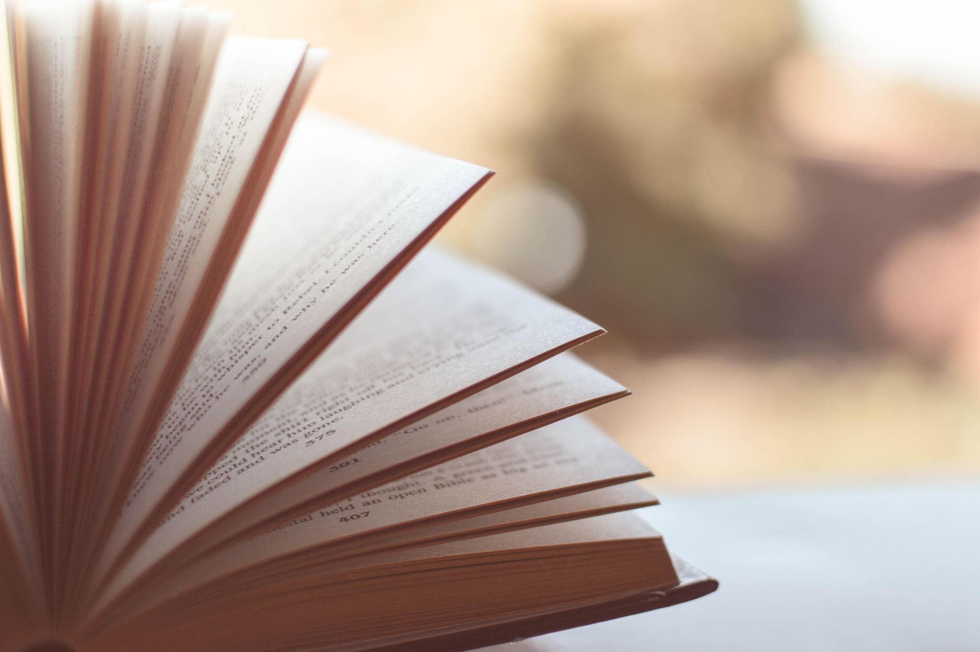 Open book pages in close view