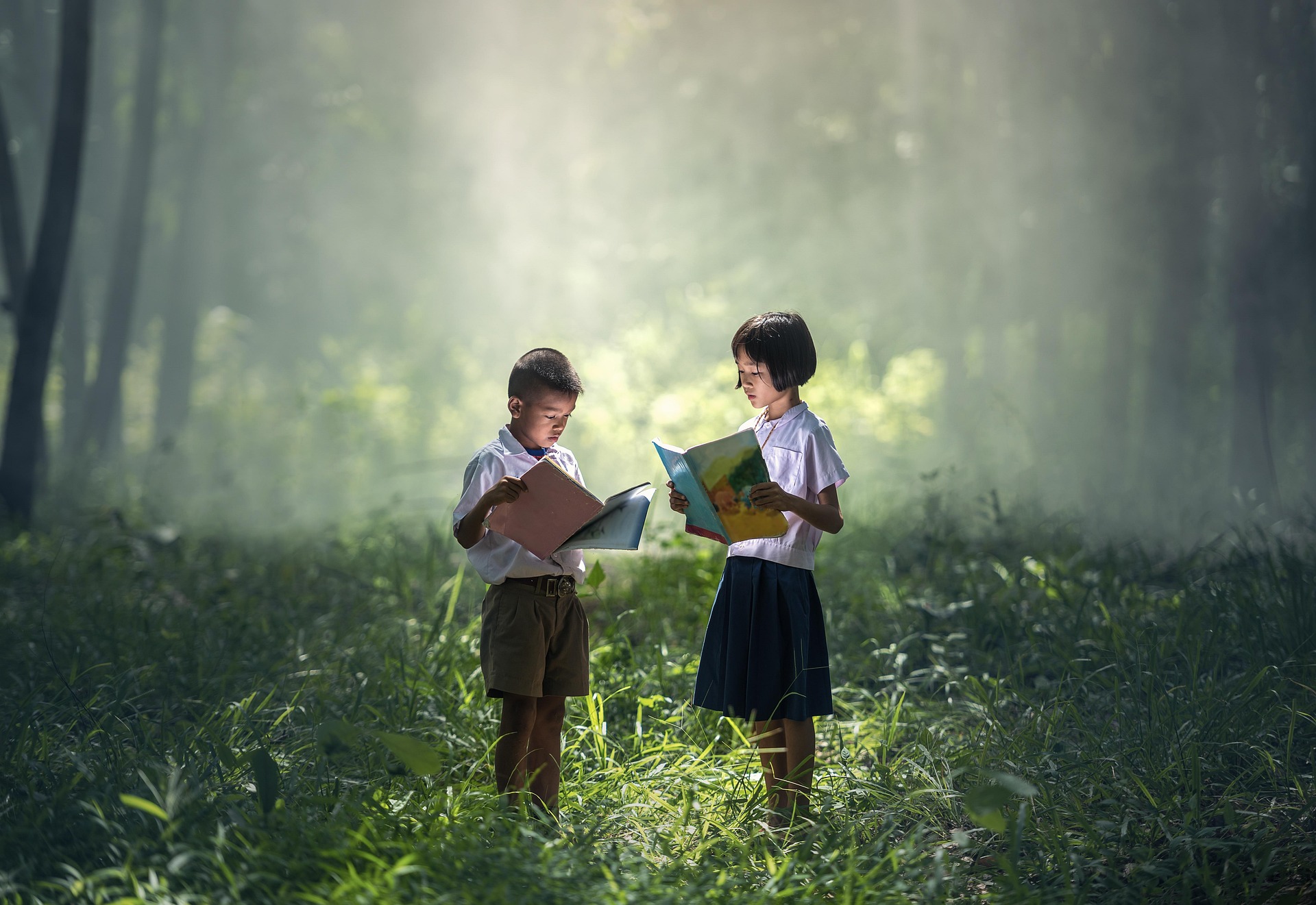 Kids reading together